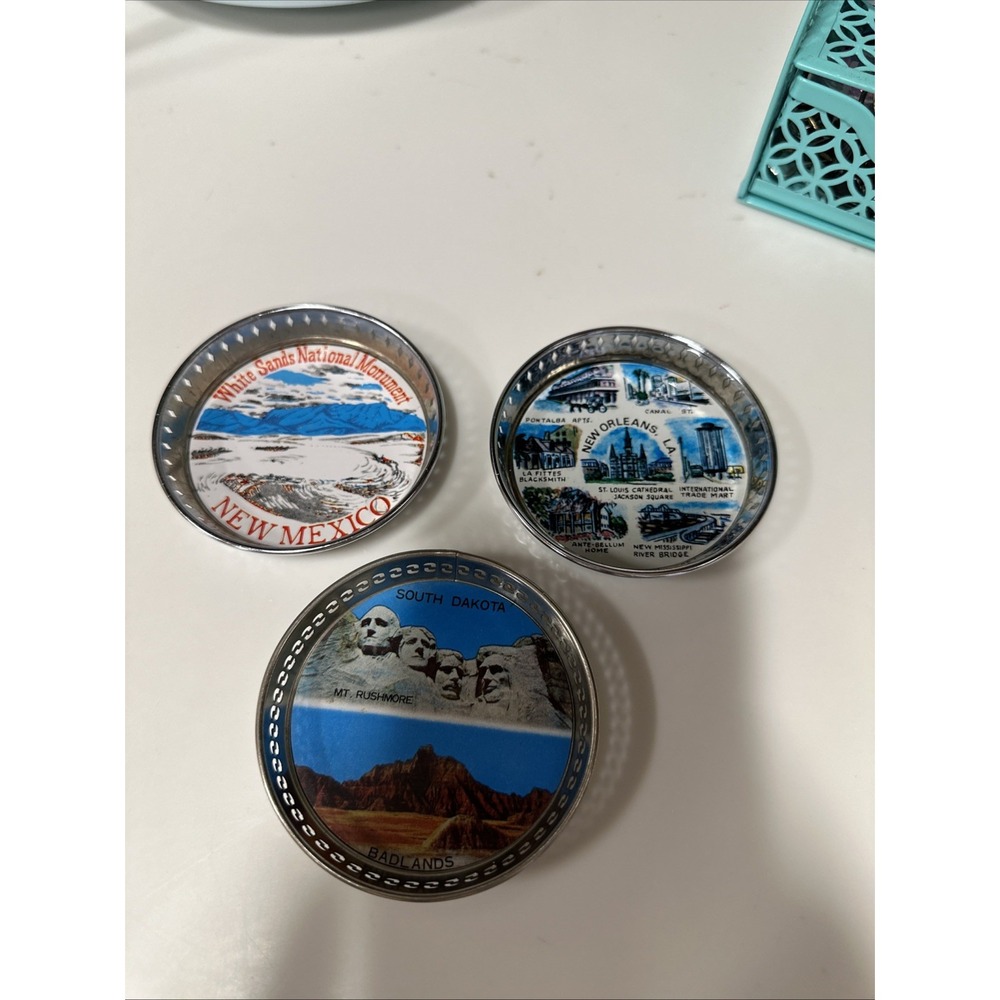 New Orleans Metal Drink Coaster Vintage (3) SD And New‎ Mexico